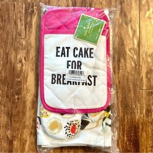 Kate Spade 3piece kitchen set eat cake for breakfast oven mitts pot holder towel